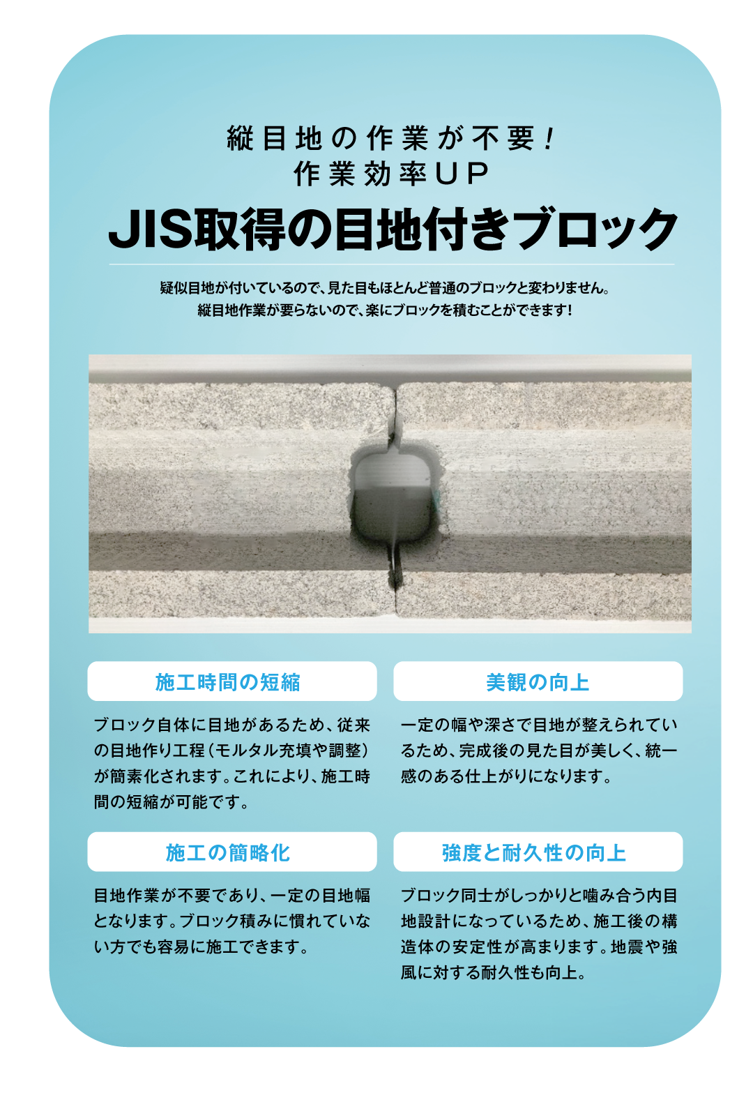 JIS取得の目地付きブロック