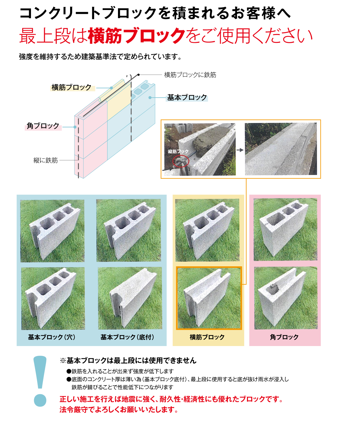 コンクリートブロックを積まれる方へ